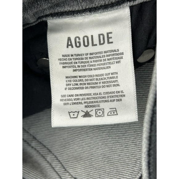 Agolde Juniors 24 Distressed Grey Button Fly Denim Jeans - Picture 4 of 12